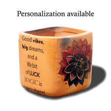 Clay Pottery Cubic Planter Customizable Printed Terracotta Gift Unique Decor 7cm