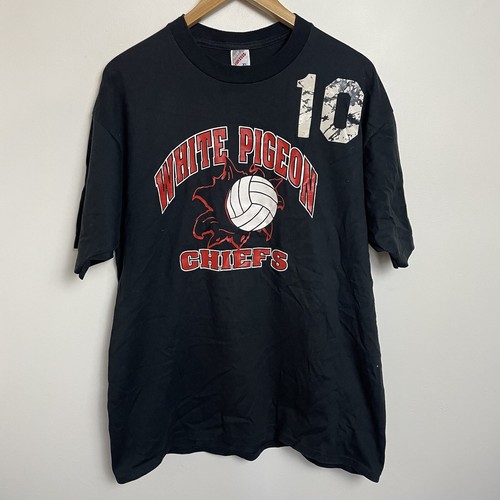 Vintage Mens Shirt Extra Large Black Short Sleeve White Pigeon Chiefs