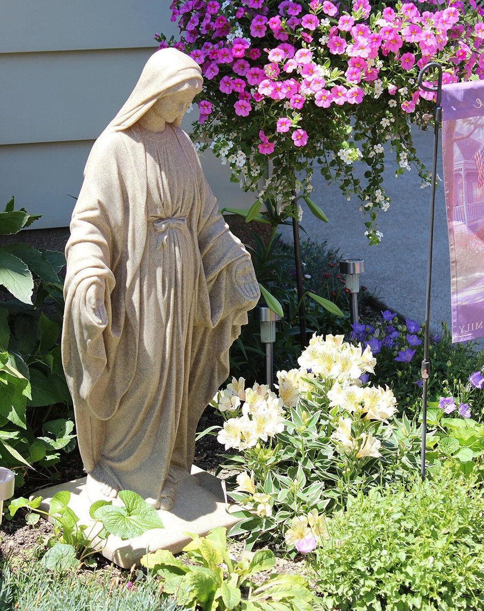 3ft. Tall Virgin Mary Statue Granite Outdoor Religious Garden