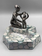 Seltener Schillernder Aschenbecher FP Zajecar Porzellan Mutter Kind Top Zustand