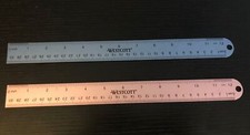 Stainless Westcott Office Ruler with Non Slip Cork Base 12 inch Lot of 2 Steel