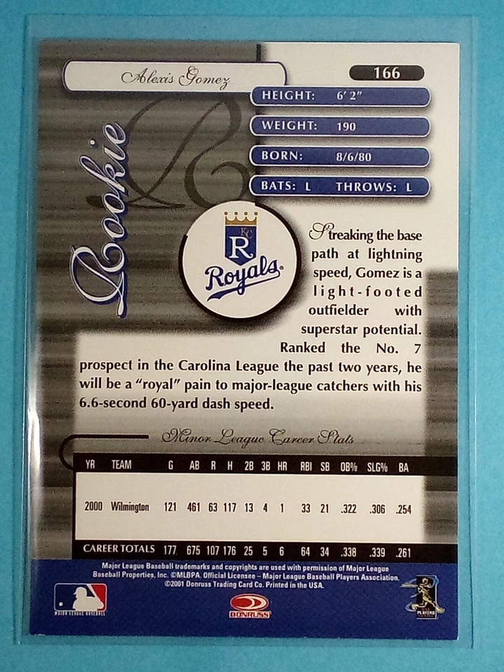 2001 Donruss Elite RC Alexis Gomez Kansas City Royals #166 694/1000 ⚾ - Image 2 of 2