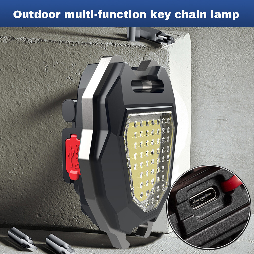 USB Rechargeable Mini COB Keychain Light Cigarette lighter Flashlight MultiTool