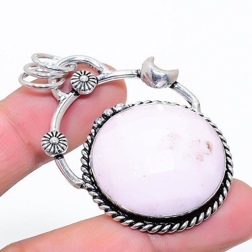 Pink Opal Gemstone Handmade Ethnic Jewelry Pendant 2.17" KP-412