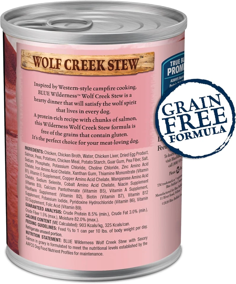 Comida húmeda alta en proteínas para perros abundante estofado de salmón en latas de salsa de 12,5 oz 12 quilates natural Foto 2 de 4