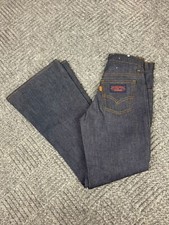 Vintage 70s Levis Husky Bell Bottom Hardware Jeans Boys 24x27 Dark Wash NOS