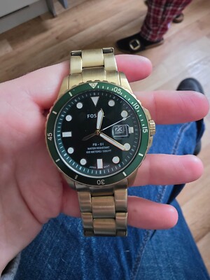 Armbanduhr von Fossil Zustand wie neu kaum getragen Farbe Gold grün Zifferblatt 