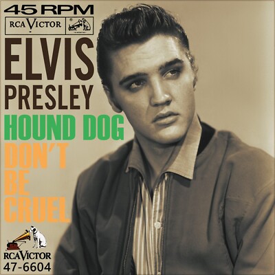 Repro Photo ELVIS PRESLEY Don't Be Cruel / Hound Dog RCA 7'' Single Size 18x18cm