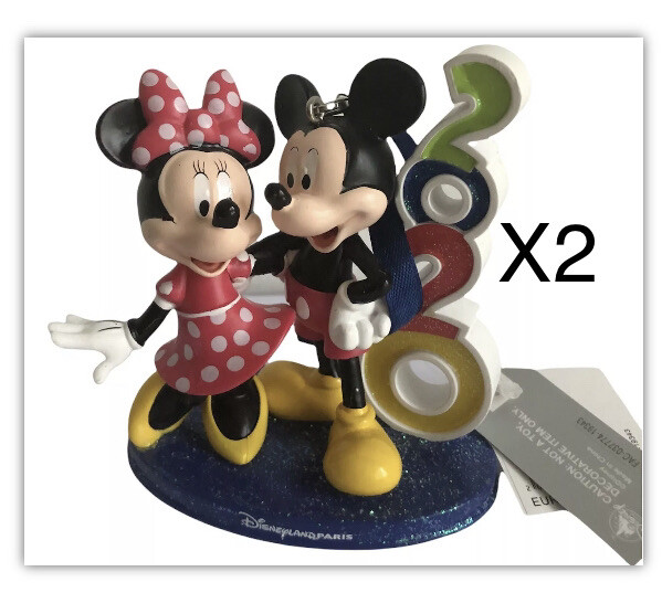 Figurine Mickey Minnie de Noël décoration Disneyland Paris en résine pour sapin festif