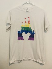 Disney Pride Promotional Shirt Gildan Tag Size Medium Rainbow Castle