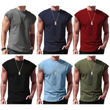 Mens Workout Tank Tops Bodybuilding Shirts Sleeveless Athletic Muscle T-shirt