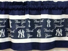 40", 52" or 80" W x 13" L - New York Yankees MLB Baseball Pieced Valance Curtain