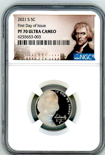 2021 S Nickel First Day of Issue NGC PF70 Ultra Cameo (Portrait)