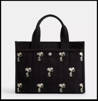 COACH CBF70 Peanuts Cargo Tote 26 Canvas Grosgrain Shoulder Bag
