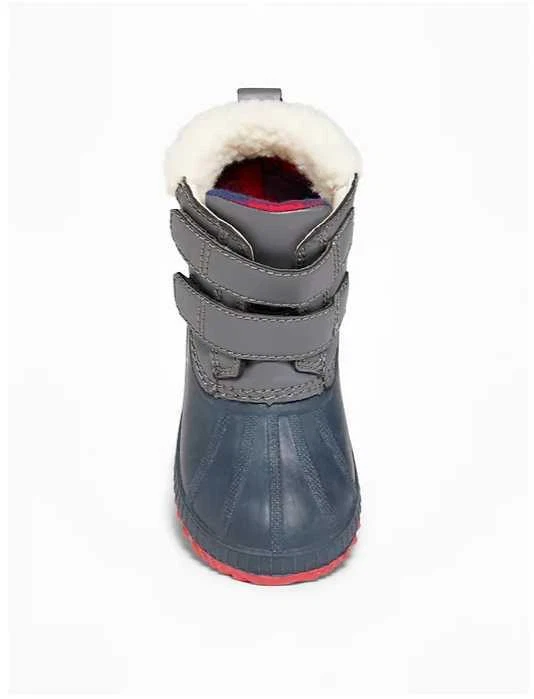 NUEVO NIÑO NIÑO 7 9 10 VIEJO COLOR AZUL MARINO BLOQUEADO NIEVE PATO BOTAS ZAPATOS Foto 4 de 4