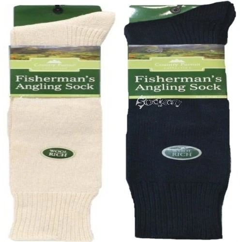 COUNTRY PURSUIT 3 Pairs Mens Fisherman's Angling Wool Socks Shoe Size 6-11 Winter Motorbike Knee
