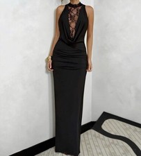 SHEIN Bae Elegant Black Lace Bodycon Dress. High Neck. Small. New w/Tag.