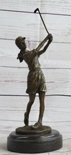 Bronze Statue Vintage Female Lady LPGA Golfer Club Award Trophy Decor Sculpture