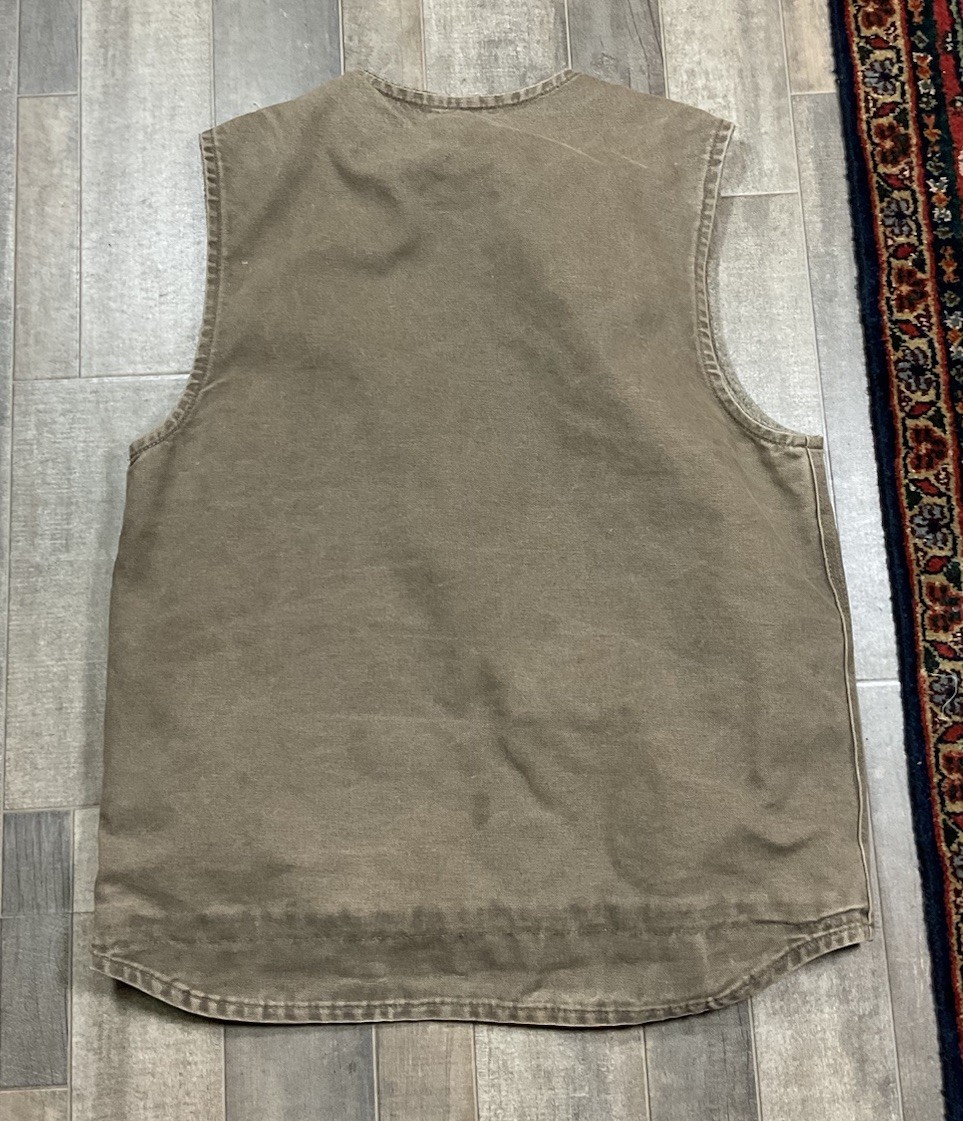 Carhartt VTG Sandstone Fleece Sherpa Lined Canvas Vest Jacket Medium 