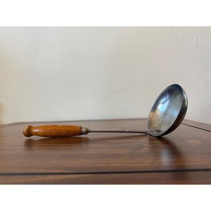 Vintage Metal Soup Ladle with Turned Wood Handle Farmhouse Primitive Kitchen