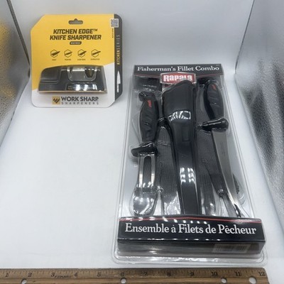 Rapala Fisherman's Fillet Combo Set & Kitchen Edge Knife Sharpener Work Sharp