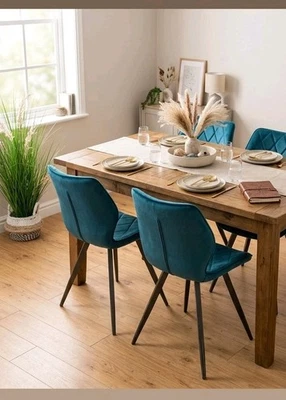 Alfa Diamond Dining Chair Teal Velvet Set Of 4 Chairs - Image 1 of 4