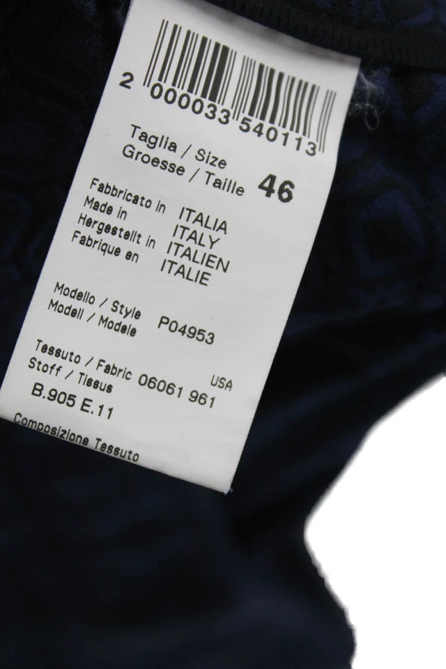 Peserico Womens Cotton Geometric Print Straight Legged Pants Dark Blue Size 46 - Image 4 of 4