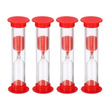 3 Minute Sand Timer, 4Pcs Small Sandy Clock, Count Down Sand Glass Red