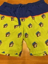 Buc-ees 3 Pocket Swim Trunks With Liner Men's Large Multicolored Elastic Waist