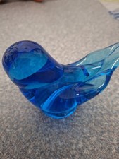 Vtg Glass Blue Bird Of Happiness Terra Studios Bluebird Signed Leo Ward 1994 4"
