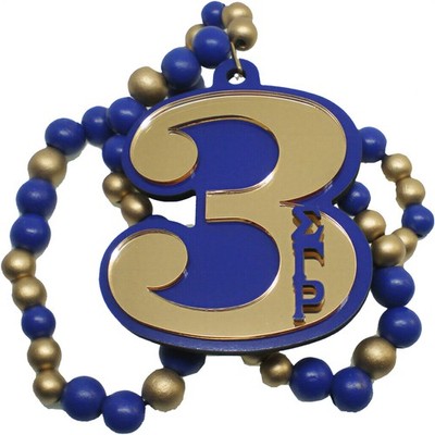 Sigma Gamma/&Gamma; Rho Wood Color Bead Tiki Line #3 Medallion [Blue/Gold - 4''T]