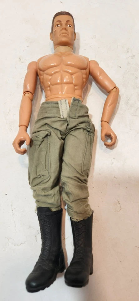 1996 Hasbro Jointed GI Joe with Scar on Face Brown Hair w/Coat Boots Pants - Image 4 of 4