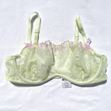 Victoria  s Secret PINK Unlined Balconette Underwire Bra Small Green Pink Lace