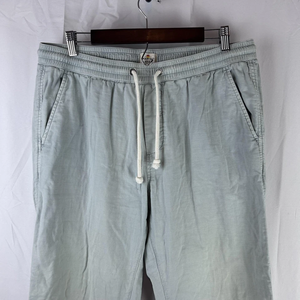 Marine Layer Pants Mens XL Light Green Jogger Drawstring Relaxed Linen Blend - Image 2 of 4