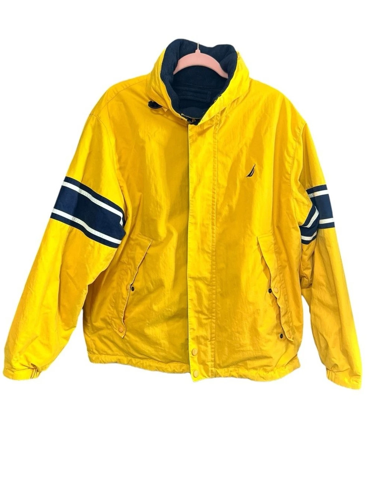 Nautica Vintage 90s Yellow and Navy Reversible Sailing Windbreaker Jacket Size L - product detail image 2