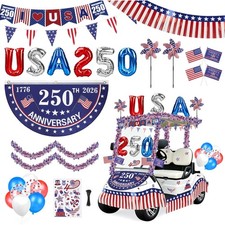 4th of July Golf Cart Decorations Kit 250th Patriotic Parade 250th Banner Flags