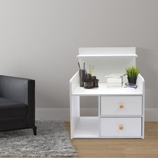 Modern Nightstand with Drawer Bedside Table End Table for Bedroom Home White