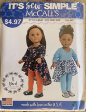 UNCUT FF McCall's It s Sew Simple L9446 Doll Clothes Pattern for 18 Dolls