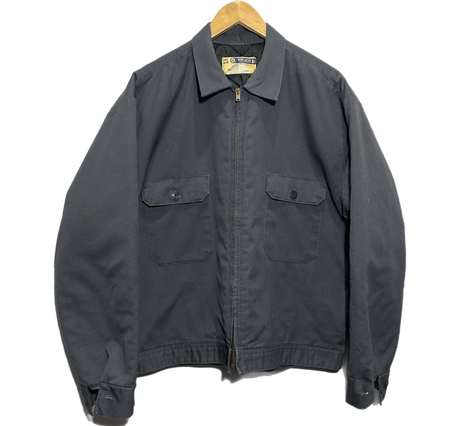 Vintage Work Wear Corporation Jacket Men's Large Gray Boxy Bomber 70s lined Zip - product detail image 1