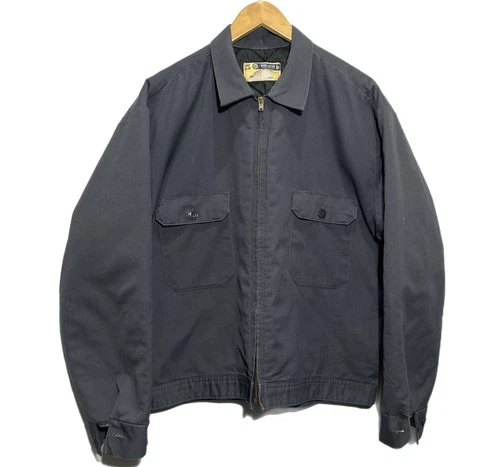 Vintage Work Wear Corporation Jacket Men's Large Gray Boxy Bomber 70s lined Zip - product listing photo