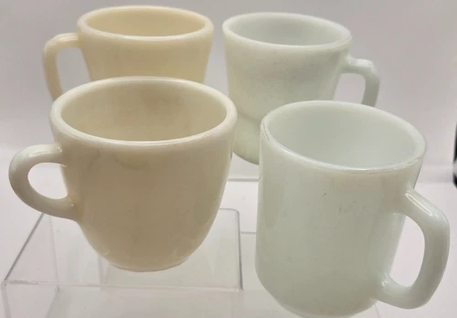 Vintage Fire-King Milk Glass Coffee Mug Set of 4 Diner Restaurant Anchor Hocking