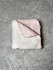 Baby Reversible Blanket Polka Dot White Pink Scalloped Edge Knit Receiving Lovey