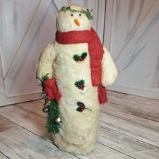 Cotton Batting Primitive Style Farmhouse Country Folk Art Snowman 12.5”