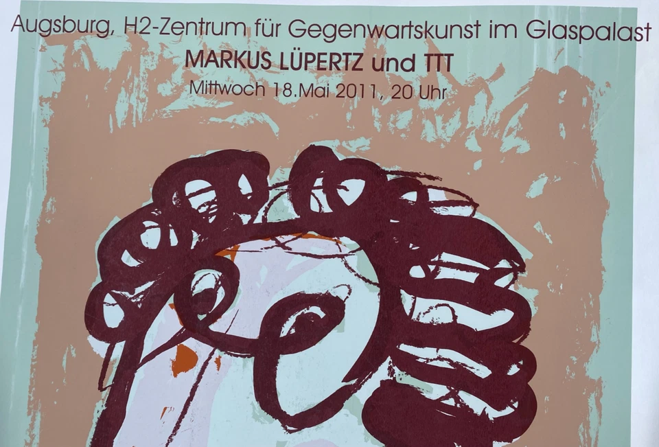 MARKUS LÜPERTZ und TTT Augsburg 2011 HAND-SIGNIERT, Siebdruck, 100x70 cm - Bild 4 von 4