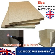 Heat Proof Firebrick Vermiculite Fire Board Stove Brick 25mm Log Burner UK