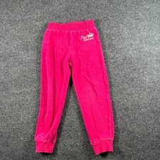 Juicy Couture Jogger Pants Girls 19x17.5 Pink Logo Graphic Cotton Tapered Leg