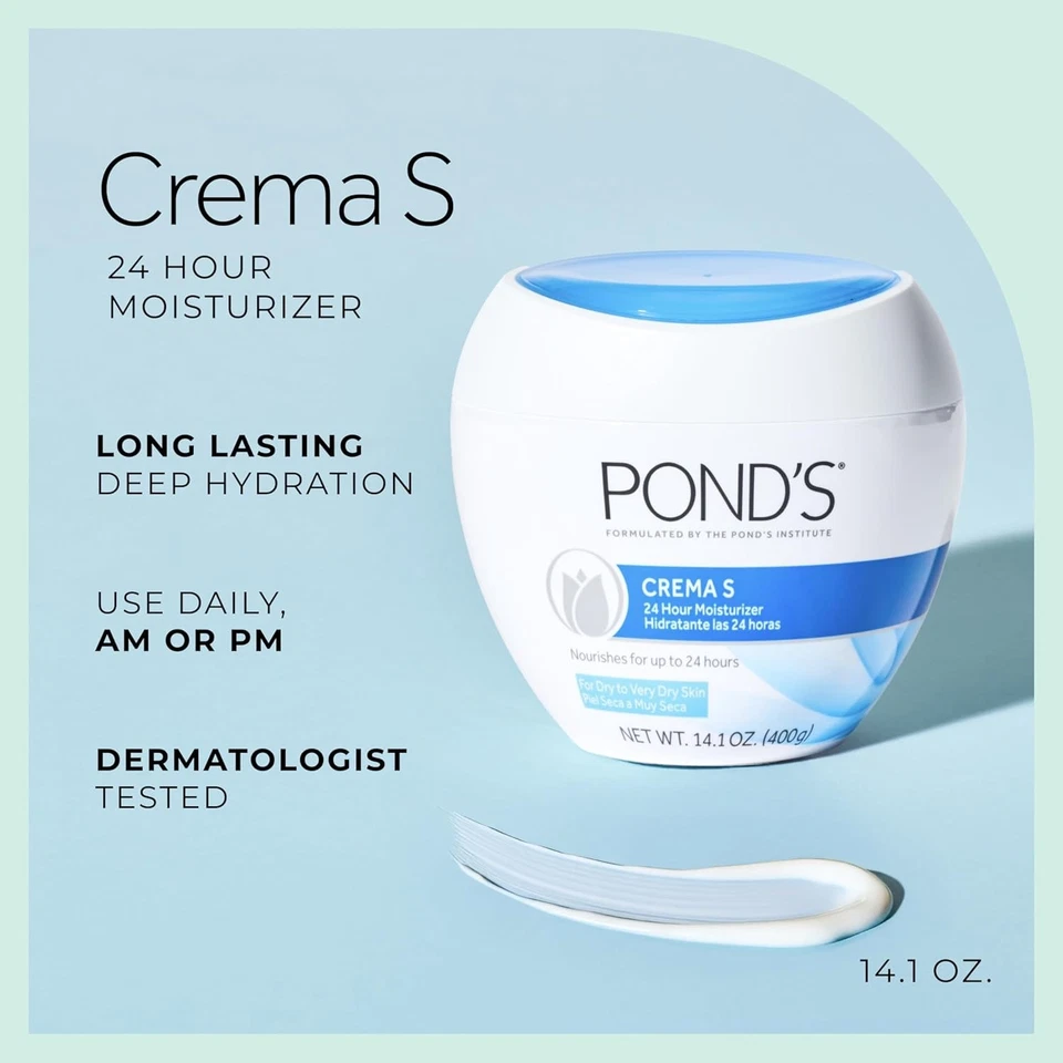 Crema hidratante nutritiva POND'S Crema S, tarro grande de 14,1 oz para piel suave Foto 2 de 4