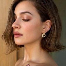 Turandoss Huggie Hoop Earrings for Women Girls, Dainty 14K Gold Plated Twisted R