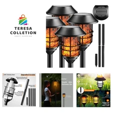 Rust-Resistant Solar Path Lights with Flickering Flame - Set of 4, Waterproof