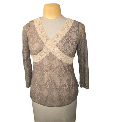 Moa Moa Womens Medium Babydoll Top Retro Romantic Floral Date Night Fairy Grunge